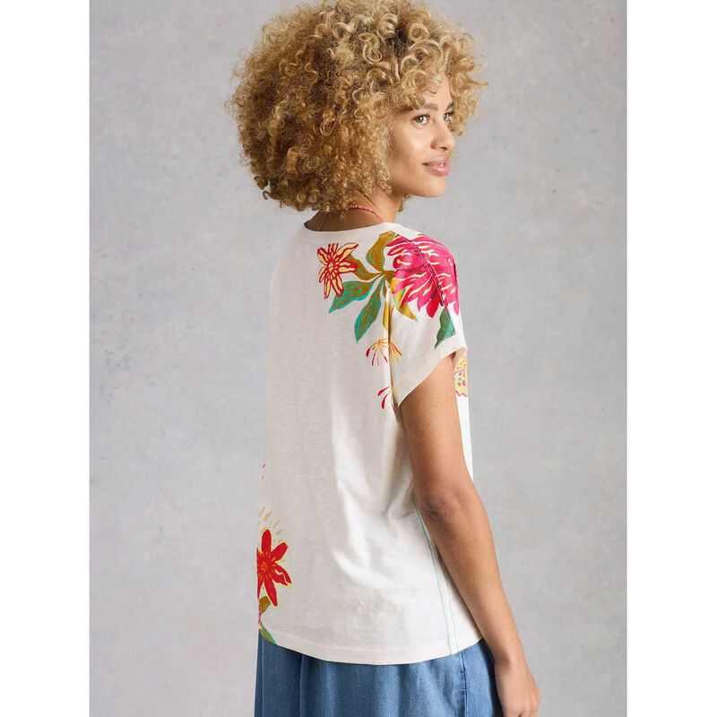 White Stuff Nelly Print Notch Neck Tee image number 1